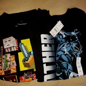 Marvel Black Panther / Minecraft Tee Shirts New Boys Size XL 18 to 20